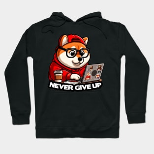 Never Give Up Shiba Inu Dog Laptop Homework Hardworking Study Hard Hoodie